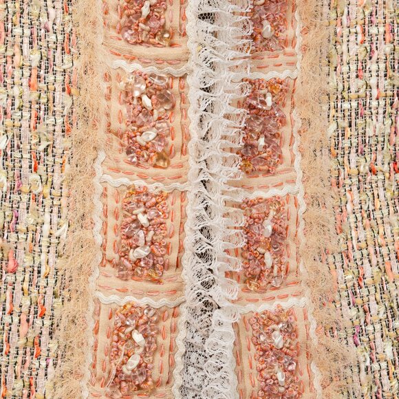 Escada Yellow & Pink Tweed Embellished Lace-Trim Jacket - Picture 6 of 10